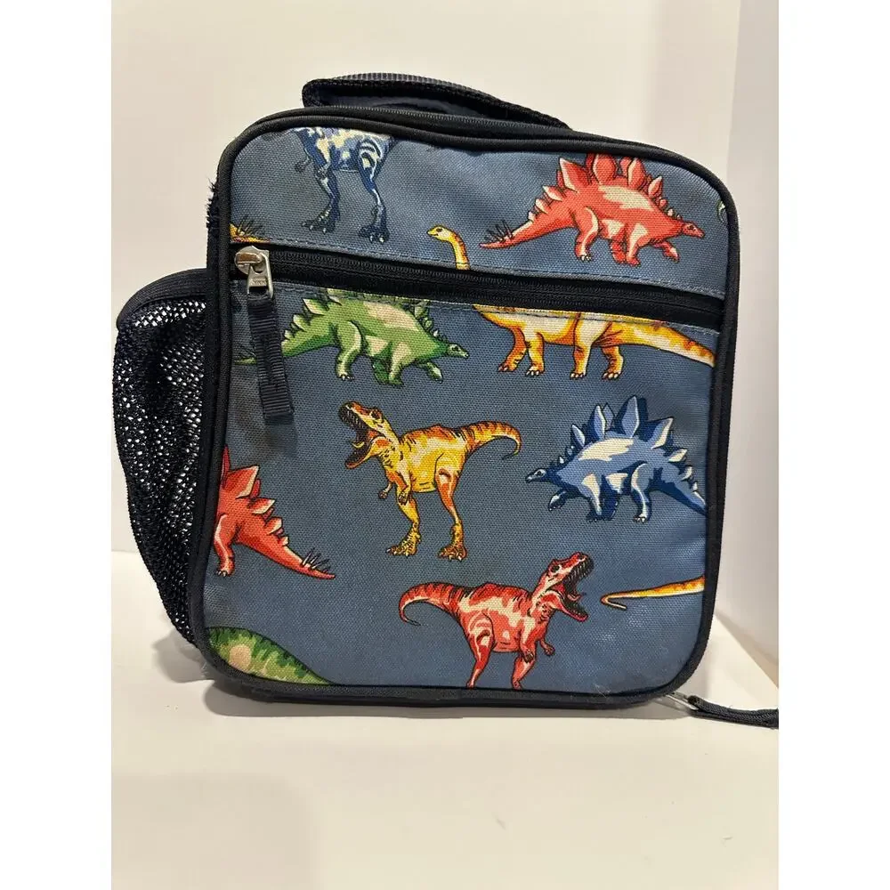 Pottery Barn kids book bag and matching lunchbox Dinosaurs rainbow multi color